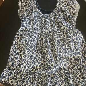 Zara Navy and Cream Floral Skirt